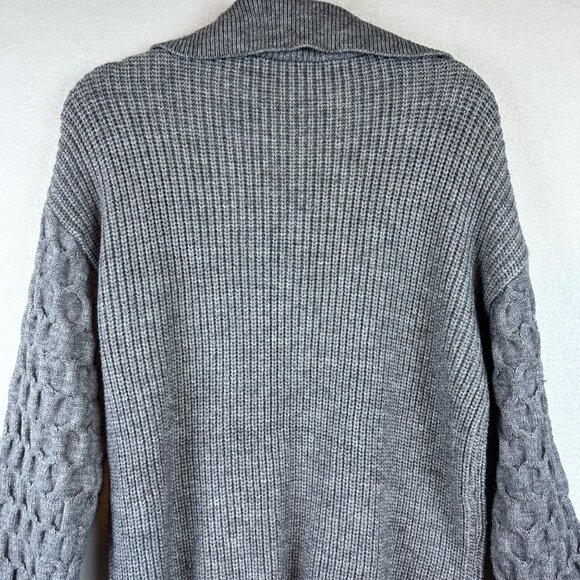 Gray Womens Chunky Knit Quarter Zip Sweater Size M Grandmacore Slouchy Comfy - Picture 9 of 11